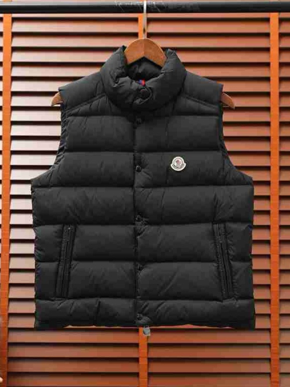 Moncler Black Quilted Down Vest with Logo Patch